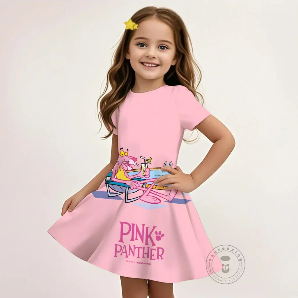 

2025 Hot The Pink Phink мультяшное платье с 3D принтом, летняя милая расклешенная юбка, топ с короткими рукавами для девочек 3-16 лет, кавайная мода