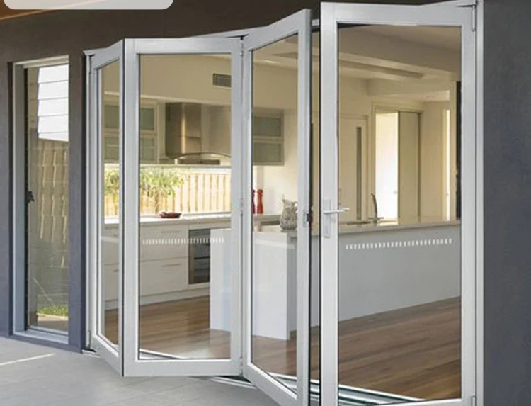 Mode Deur Nieuwste Ontwerp Aluminium Frame Enkele Glazen Vouwdeur Badkamer GEVOUWDE SCHARNIER Diy Aluminium Bi Vouwdeur