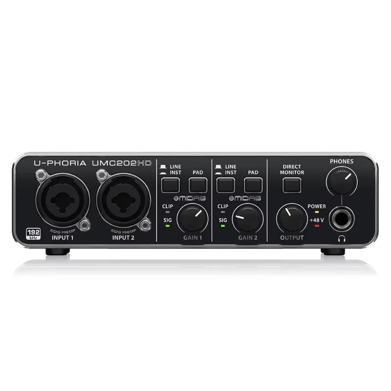 

Behringer UMC202HD Sound Card 2-In/2-Out USB 2.0 Audio Interface With 2 Midas Mic Preamps Studio Pa System Music Equipment