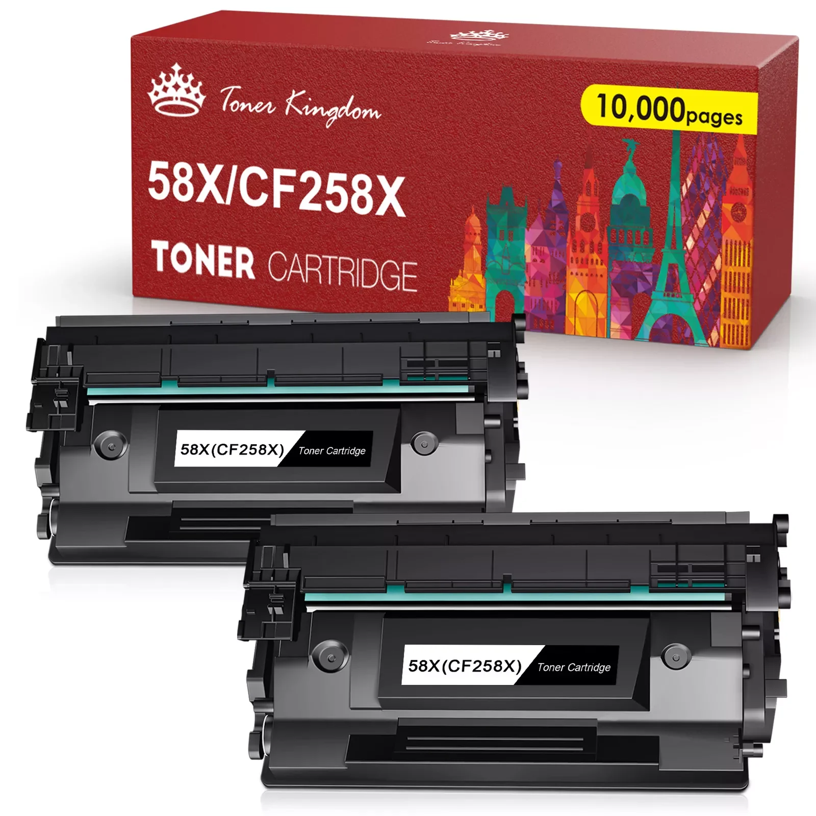 2PK Toner Cartridge for HP CF258X LaserJet M404dw MFP M428fdw M428fdn No Chip