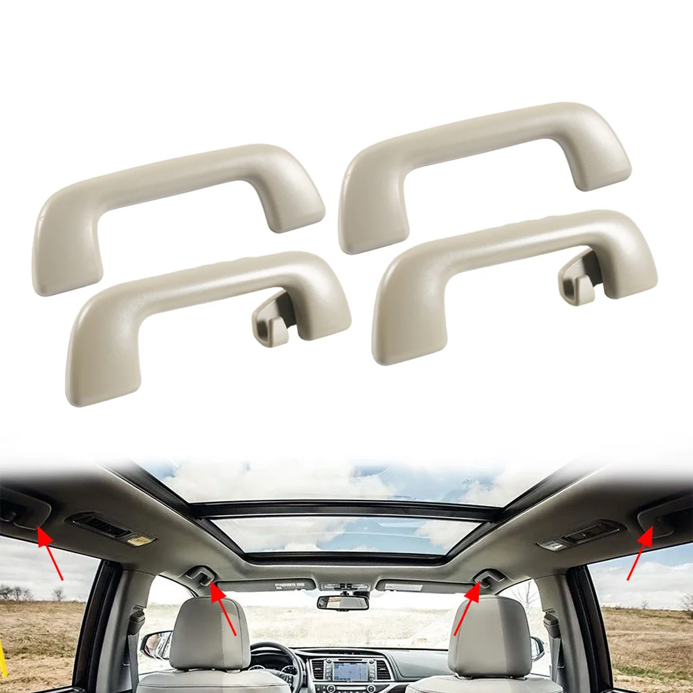 

4Pcs Beige Car Front Rear Inner Roof Ceiling Pull Handle For Toyota Yaris Corolla Highlander