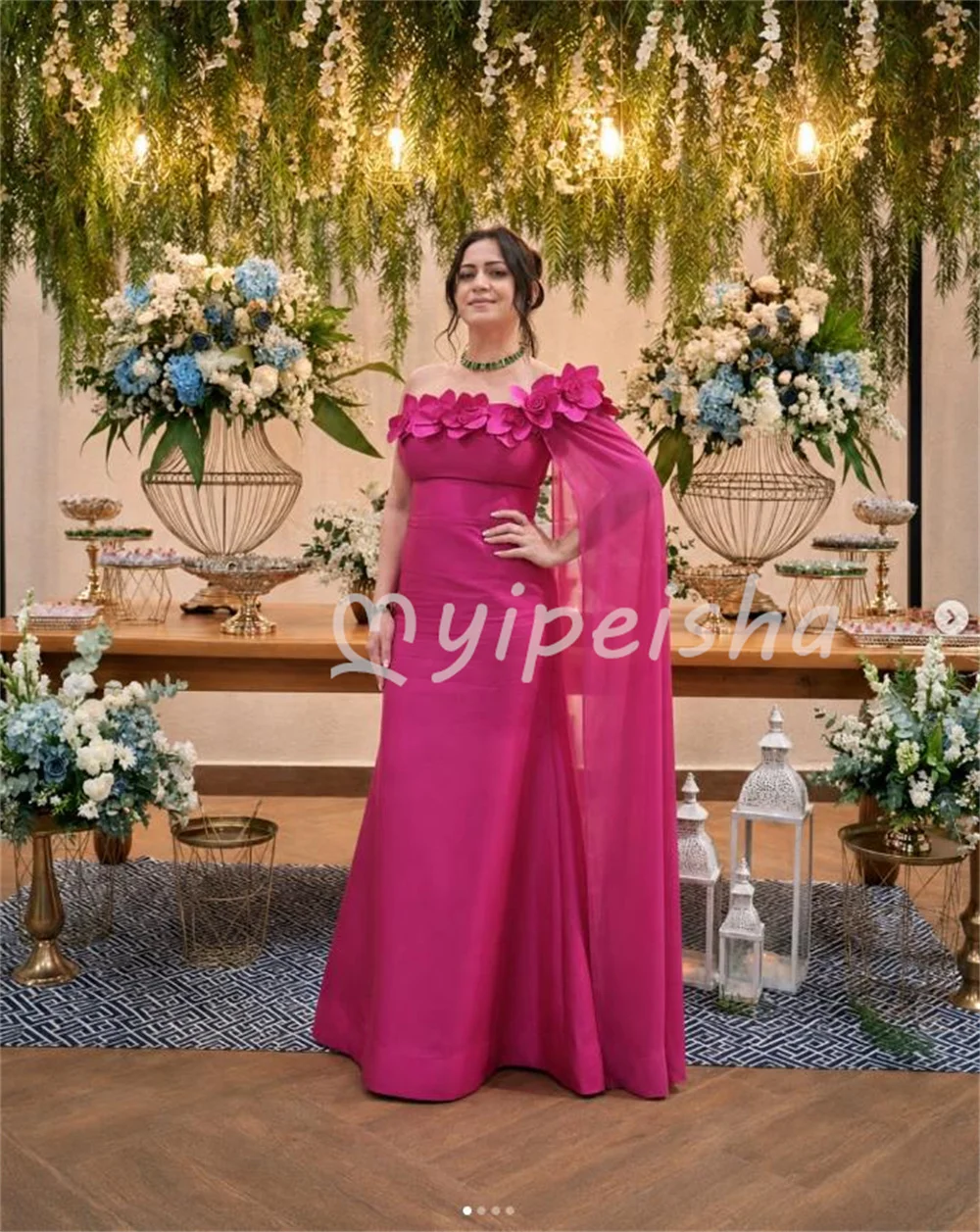 Matching Classic Charmeuse Handmade Flower Pleat A-line One-shoulder Floor-Length Women's Evening Dresses Party Gowns Customized