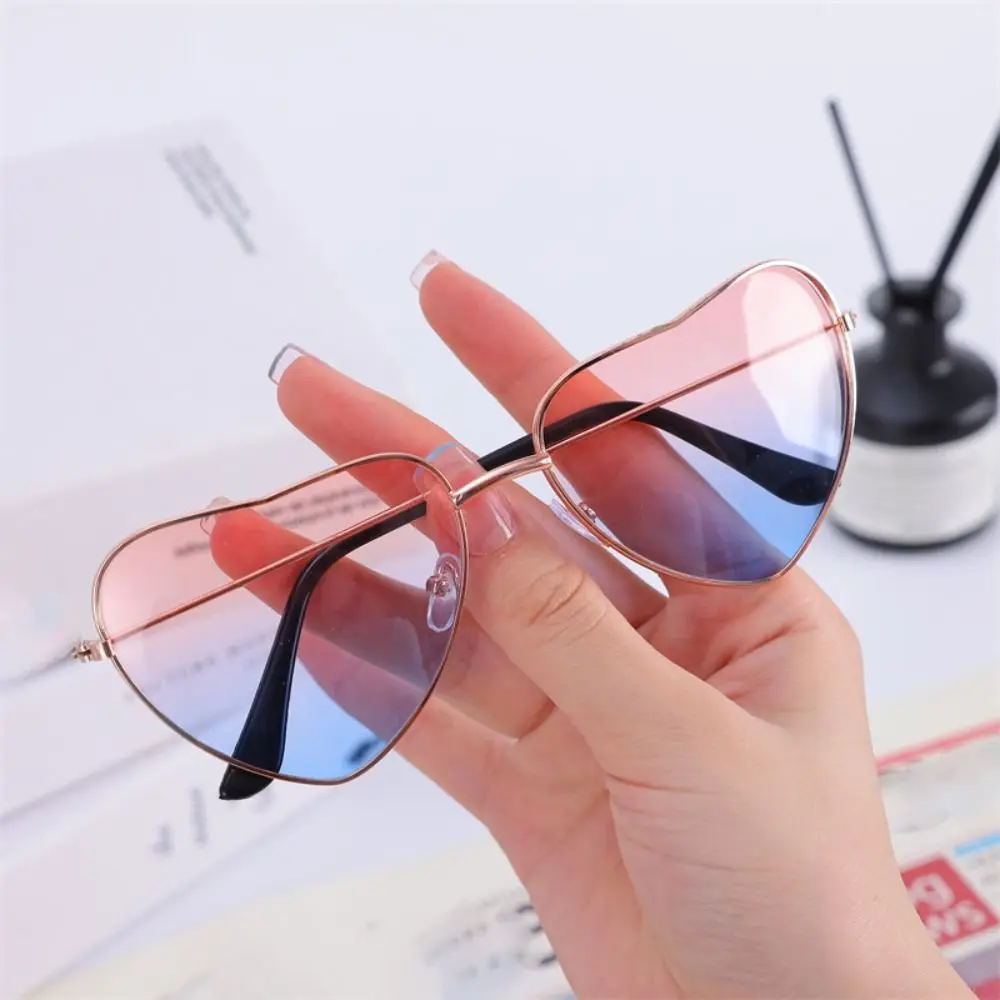 Heart-shaped Sunglasses Travel Outdoor Sunglasses Motorcycle Driving Glasses Hip Hop Eyewear Candy Color Metal Sun Glasses