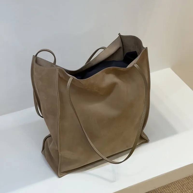 

Soft Casual Handbag Commuting Bag Women Fashion Shopping Solid Color Vintage Shoulder Large Capacity Retro Tote Bag