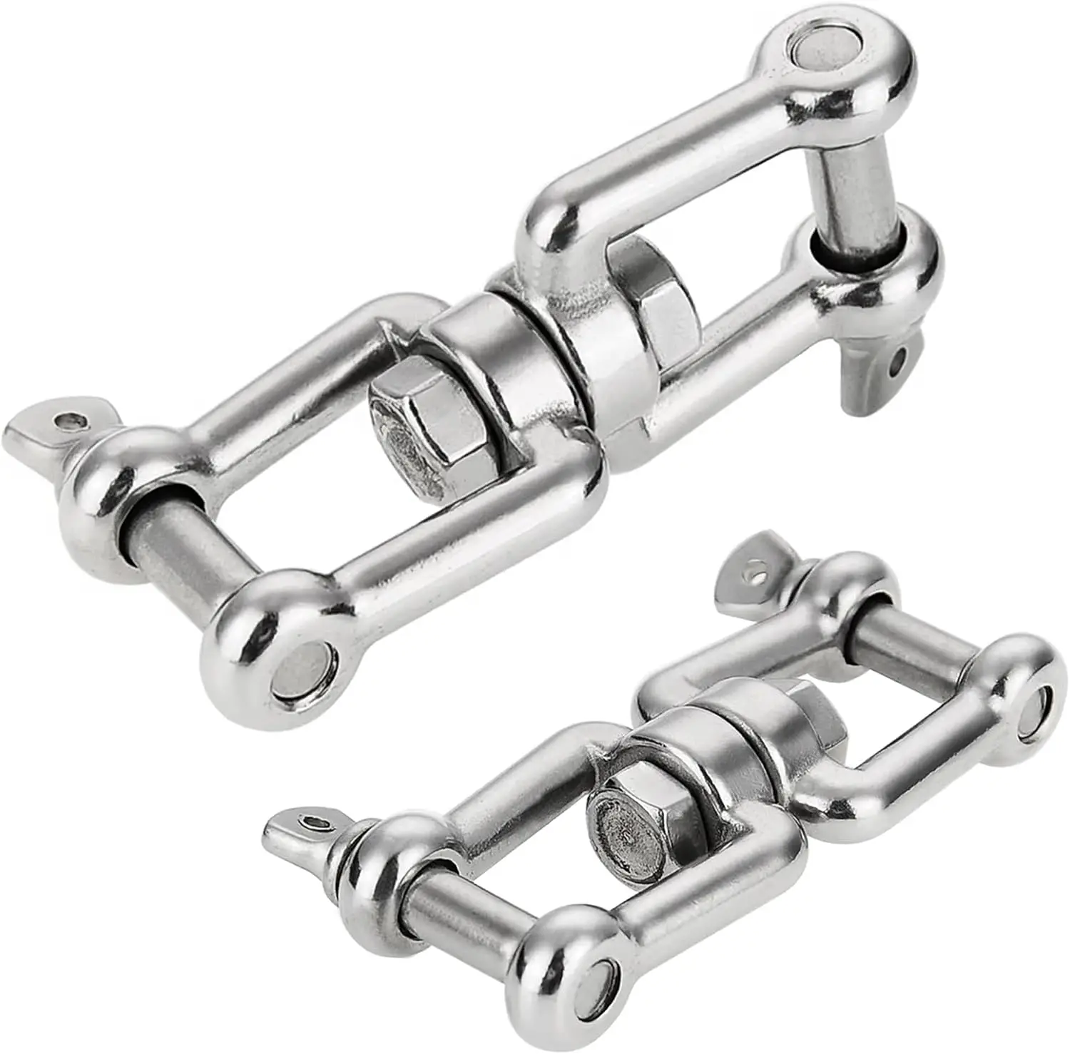 Marine Grade 316 Stainless Steel Double Shackle Swivel Jaw Anchor Chain Connector for Boat - 1/4