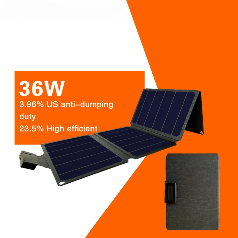 Solar 36W Fold ETFE Outdoor Foldable Waterproof Usb Solar Panel Sunpower Portable Solar Phone Charger For Mobile Phone