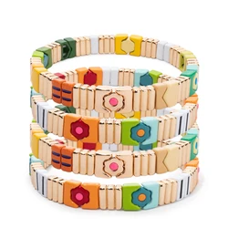 2024 New 8mm Enamel Flower Bangle For Women Green Color Diasy Charm Hand Accessory