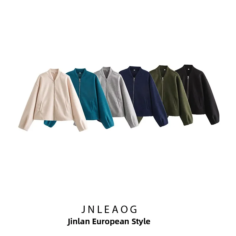 

JNLEAOG, осенний новый женский мягкий пилотный тюнер, 6 цветов, синий, повседневный, свободный крой, из полиэстера, длинная молния, чистый цвет