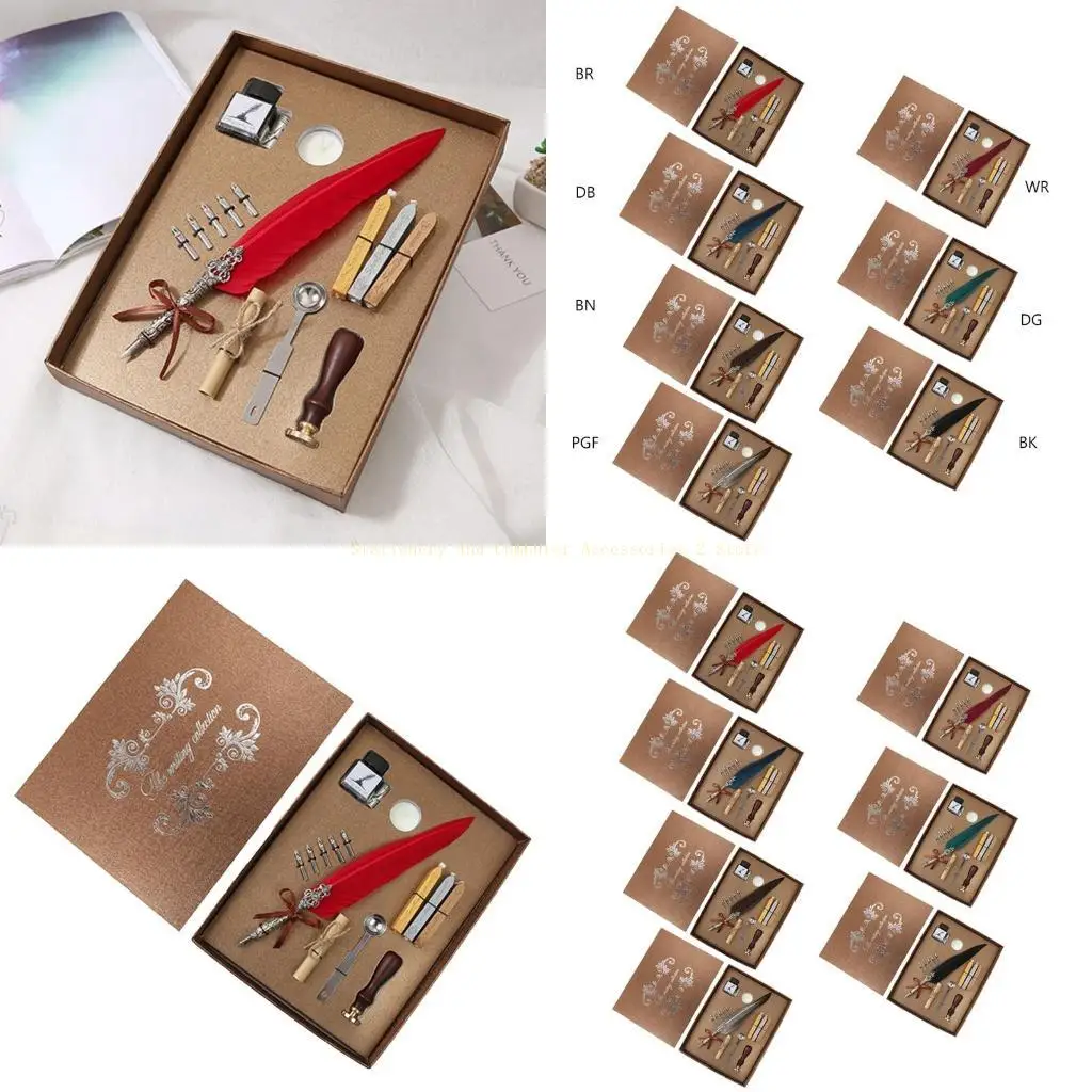 

Fancy Dip Pen Retro Quill Pen Set with Wax Seal 5 Pen Nibs/Seal Stamp