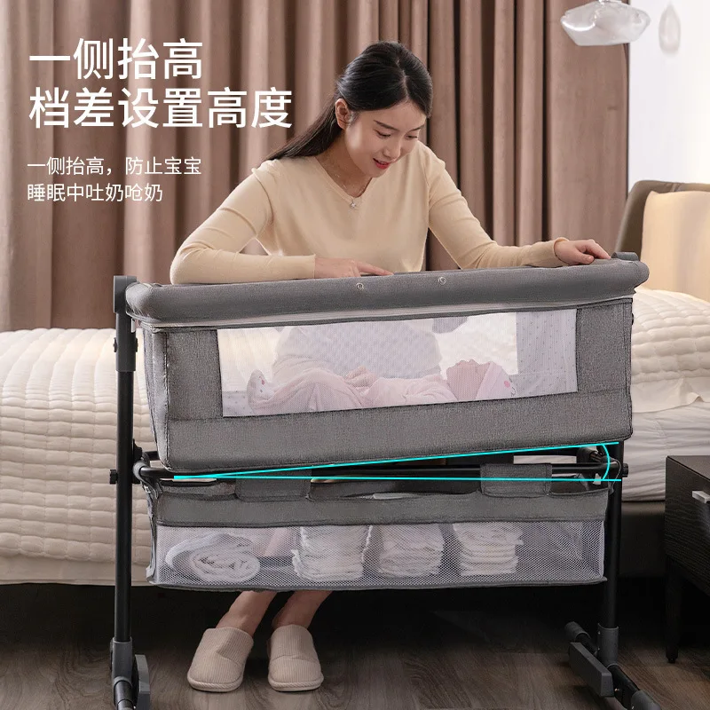 Movable Portable Cradle Bed Foldable Multifunctional Bed Splicing Bed