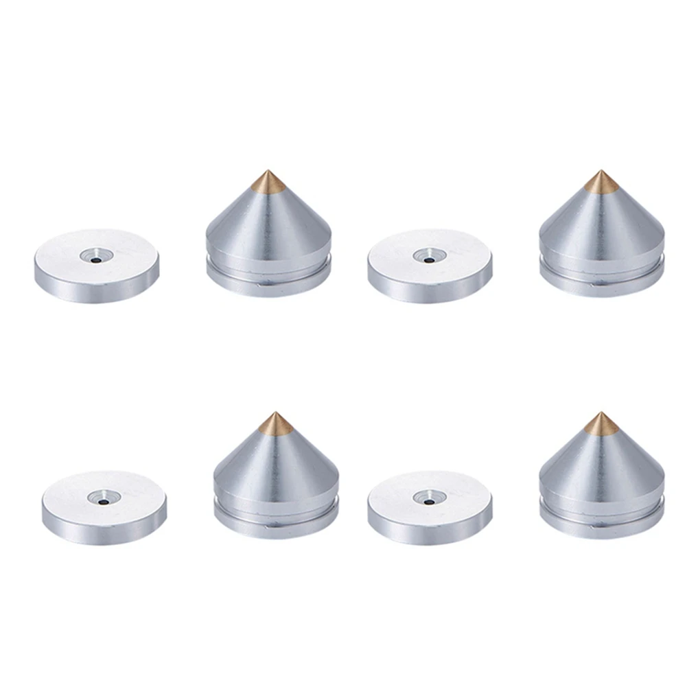 4Set Hifi Audio Foot Spikes Cone Floor Foot Nail Aluminum Alloy Speaker DAC CD Cabinet Power Amplifier Computer(Silver)