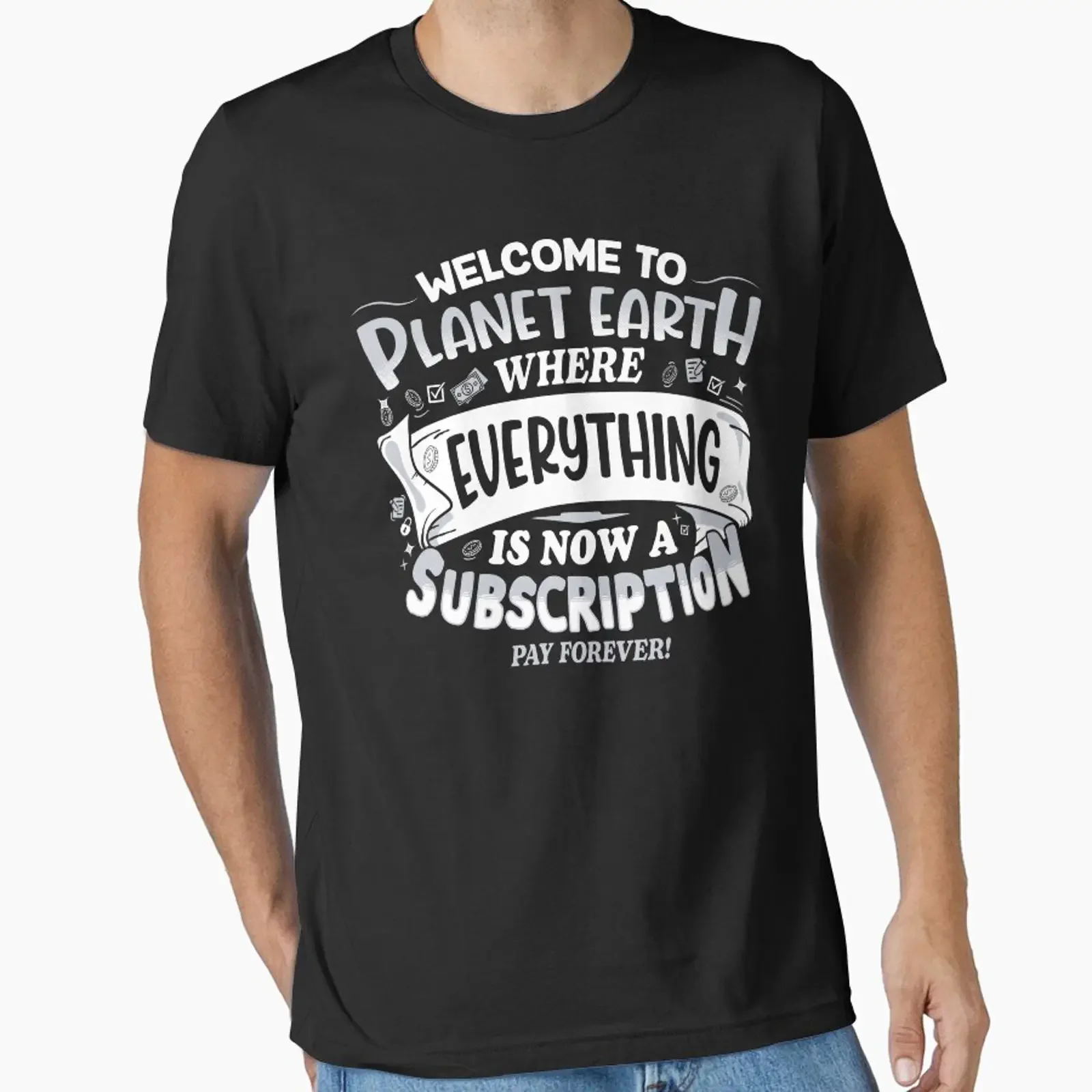 Subscription Overlords funny typography Essential T Shirt vintage Washed Stretched Top For Everyday Wear Unisex Versatile