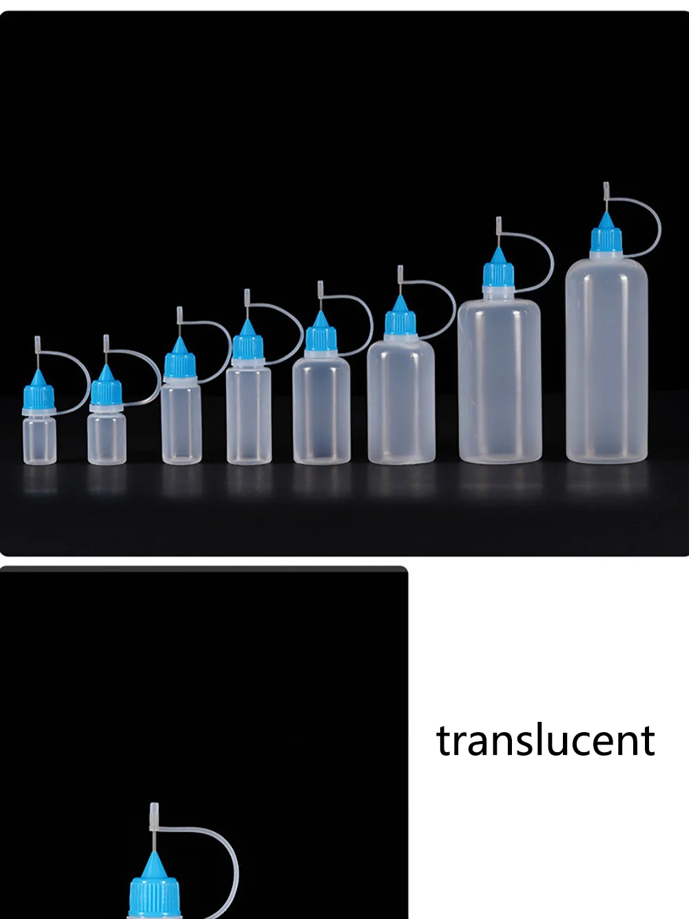 5 ml, 10 ml, 15 ml, 30 ml, 100 ml PE-Kunststoff-Applikatorflasche mit zusammendrückbarer Spitze, nachfüllbare Tropfer mit Nadelspitzenkappen für Kleber – Detail 3