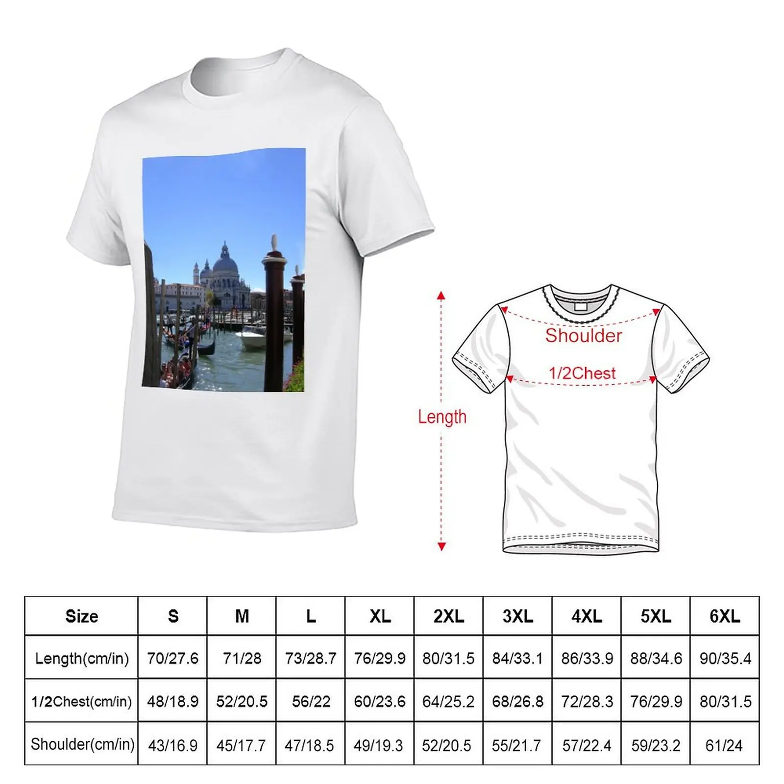 Gondolas on the Grand Canal, Venice T-Shirt Long Lasting Casual T-Shirt