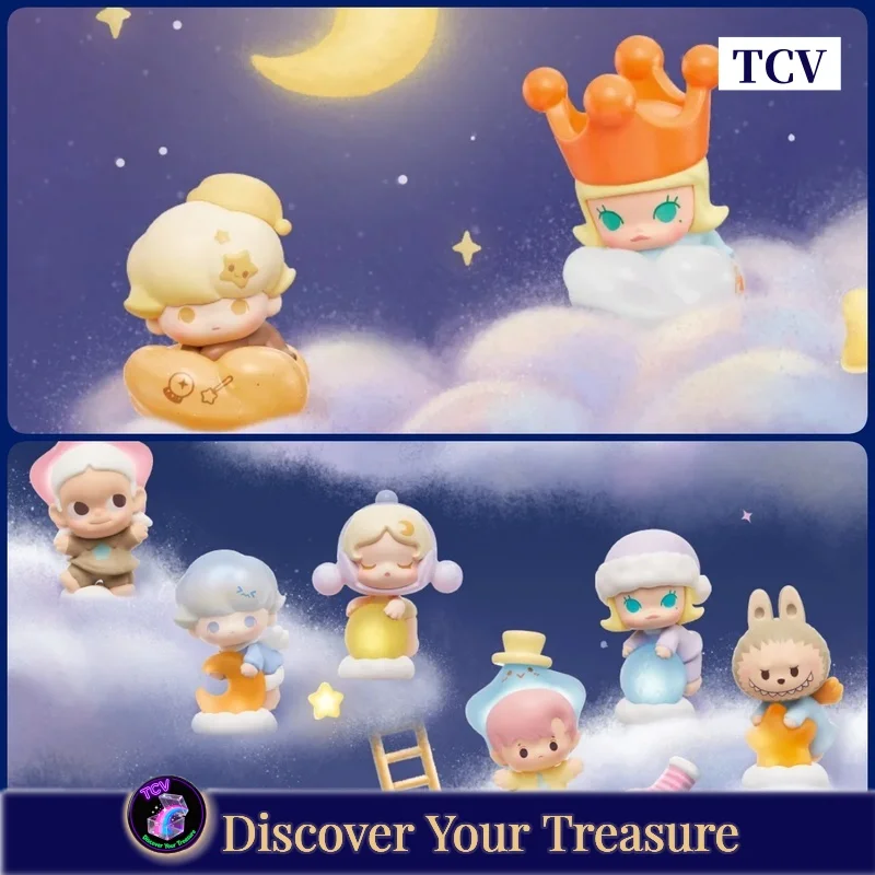 

Коллекционные мини-фигурки Pop Mart Goodnight Night Sky Series: Оригинальные милые фигурки Pop Beans для декора рабочего стола, игрушки для детей и коллекционеров