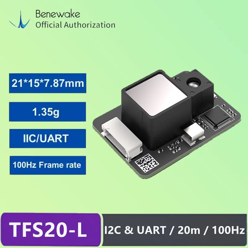 

BENEWAKE TFS20-L 20-метровый миниатюрный одноточечный лидарный датчик UART и IIC LiDAR