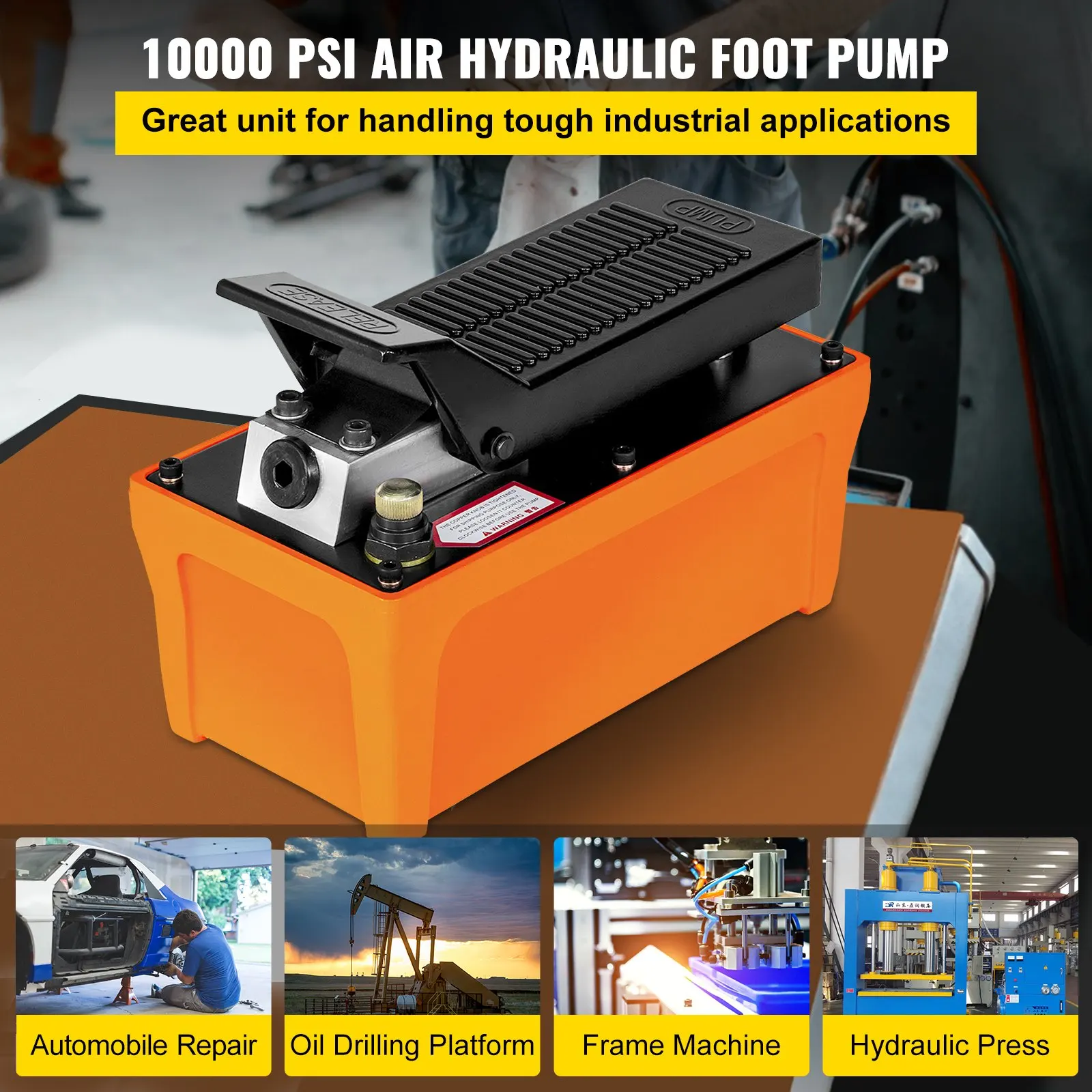 Air Hydraulic Pump 10000 PSI 1/2 Gal Reservoir Foot Actuated Air Treadle Air Hydraulic Foot Pump For Car Repair (Without Oil））