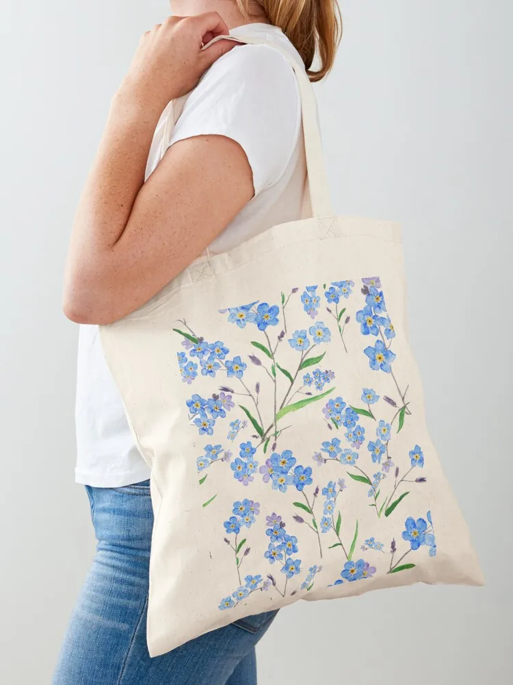 

blue forget me not pattern watercolor Tote Bag tote bag Gift bag supermarket folding sacs de shopping