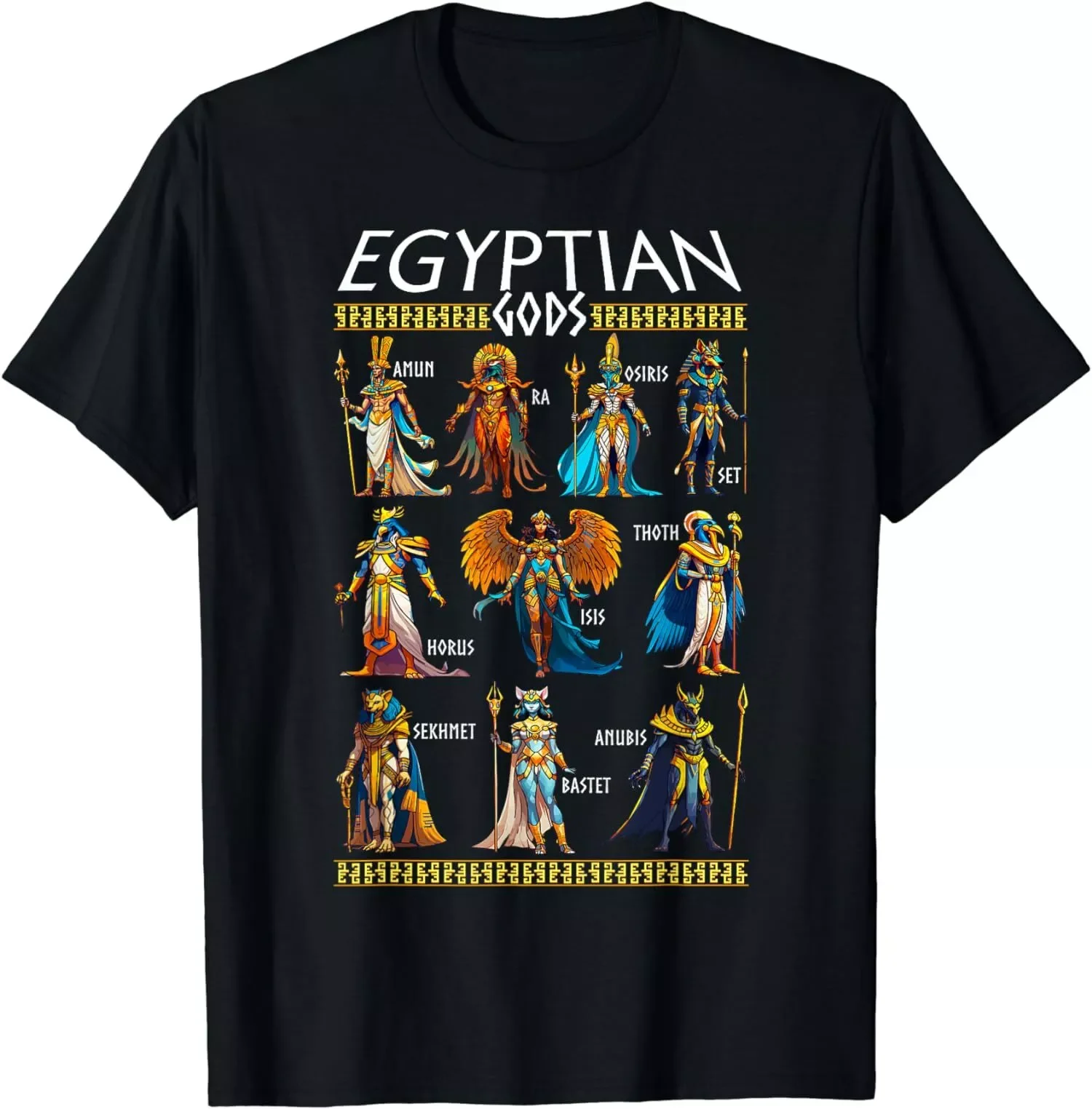 

Egyptian Gods Ancient Mythology Pharaoh Anubis Thoth Horus T-Shirt New 100% Cotton O-Neck Short Sleeve Casual Mens T-shirt