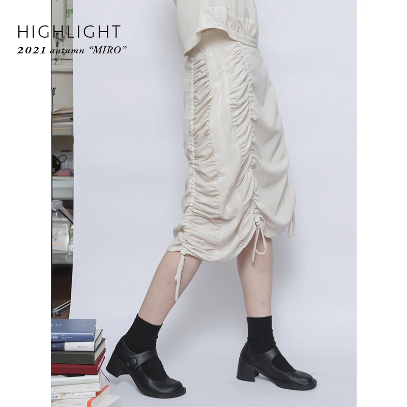 

Handmade Pleated Draped Linen f Skirt Highlight Venus Sculpture Multi-Pleated Dstring Susps Women's Faion