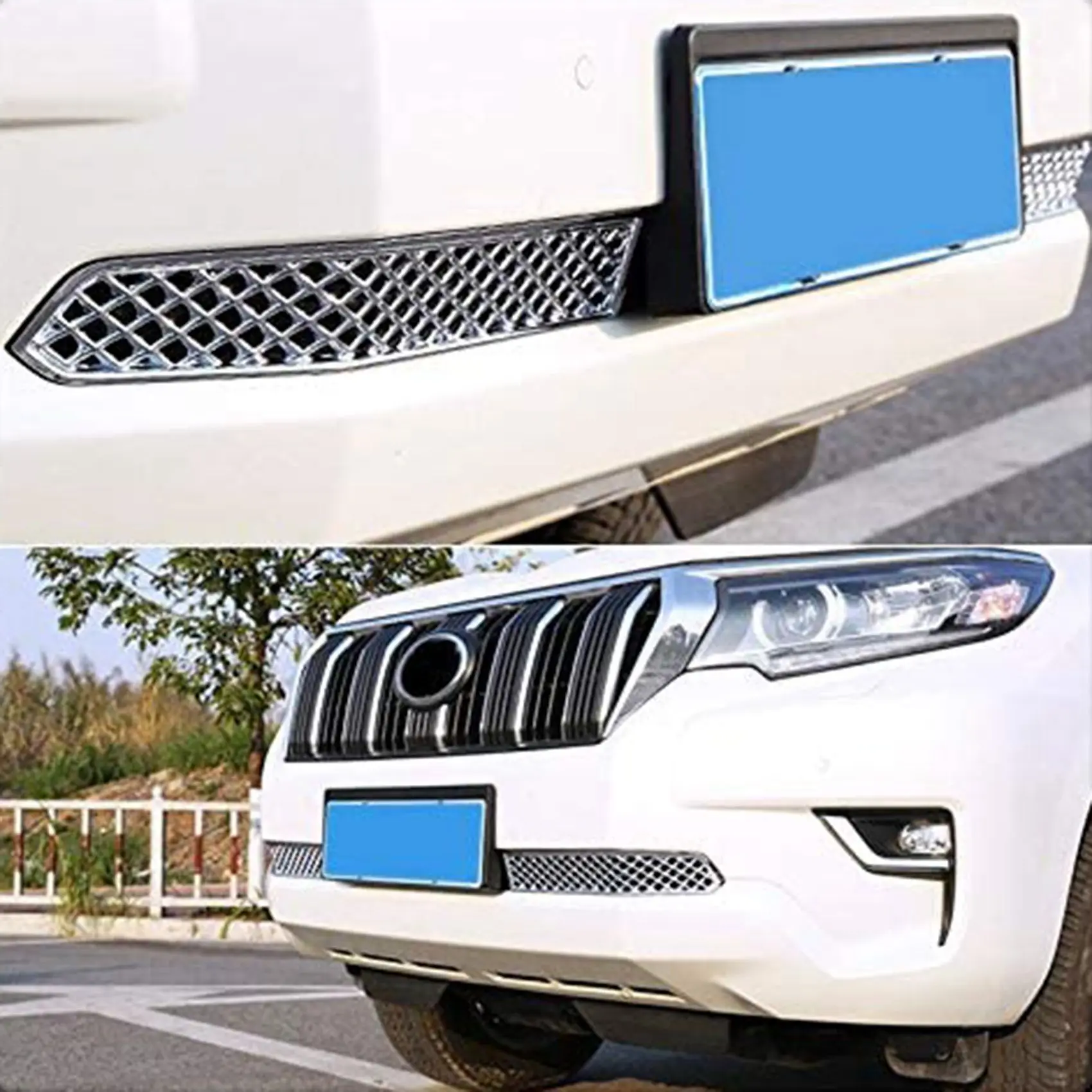 for Toyota Prado FJ150 LC150 2018 ABS Chrome Front Lower Grille Grill Cover Trim Car Accessories Styling