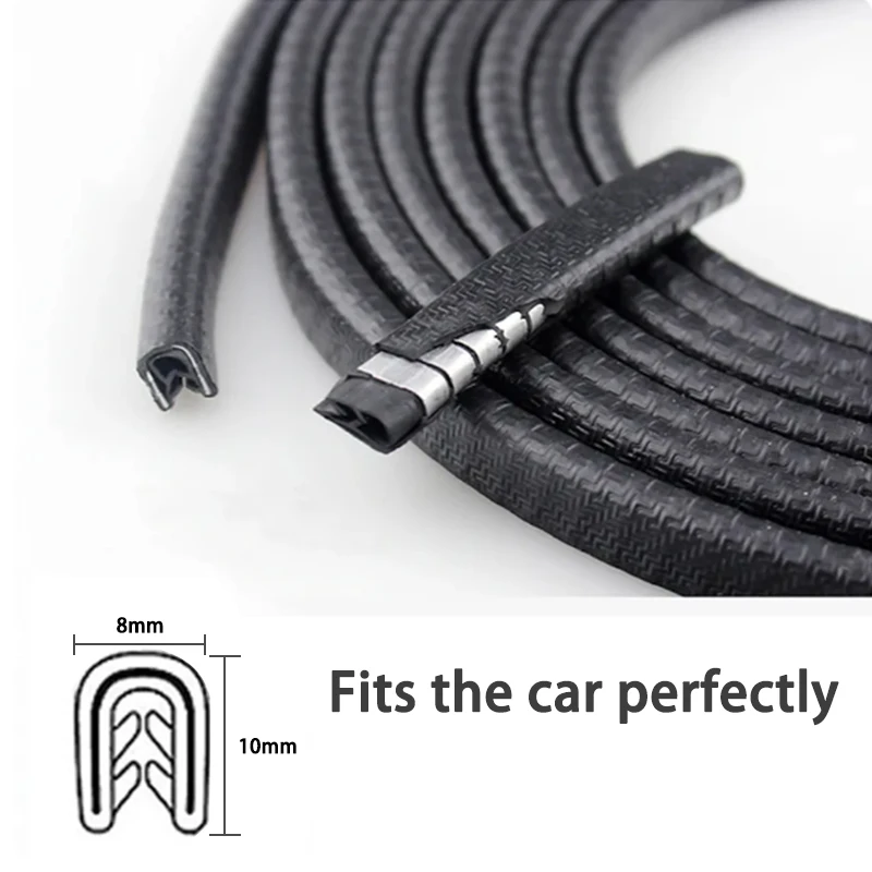 Car Door Protector Edge Scratch Strip Guard Trim Automobile Door Anti Collision Protection With Steel U Shape Edge Rubber Seal