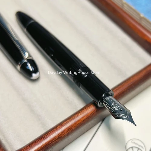 Imagen 2 del producto Nuevo Lemon M6 pluma estilográfica de pistón de resina hoja cuchillo largo punta pulida a mano Iraurita pluma escritura papelería regalo con ventana de tinta