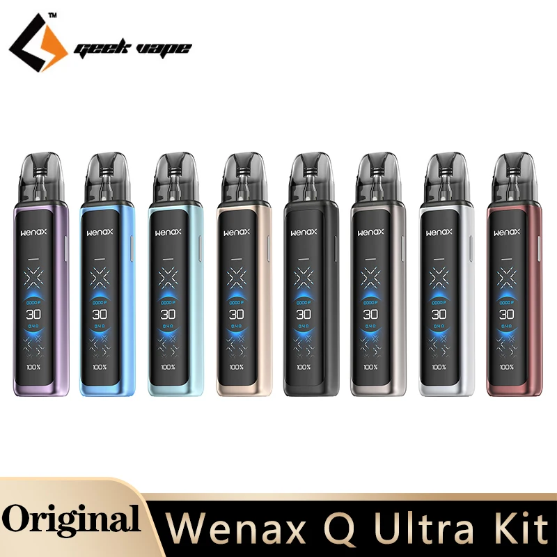 الأصلي GeekVape Wenax Q Ultra Kit 30W Vape 1300mAh بطارية 3ml 0.4ohm/0.8ohm Q Pod Cartridge RDL/MTL Type-C E السجائر