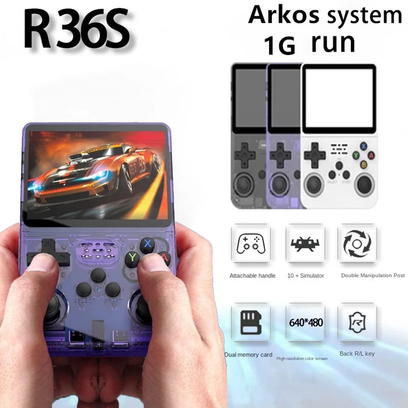 128G R36S Retro Handheld Video Game Console Linux System 3.5 Inch IPS Screen R35s Pro Portable Pocket Video Player 64GB Games