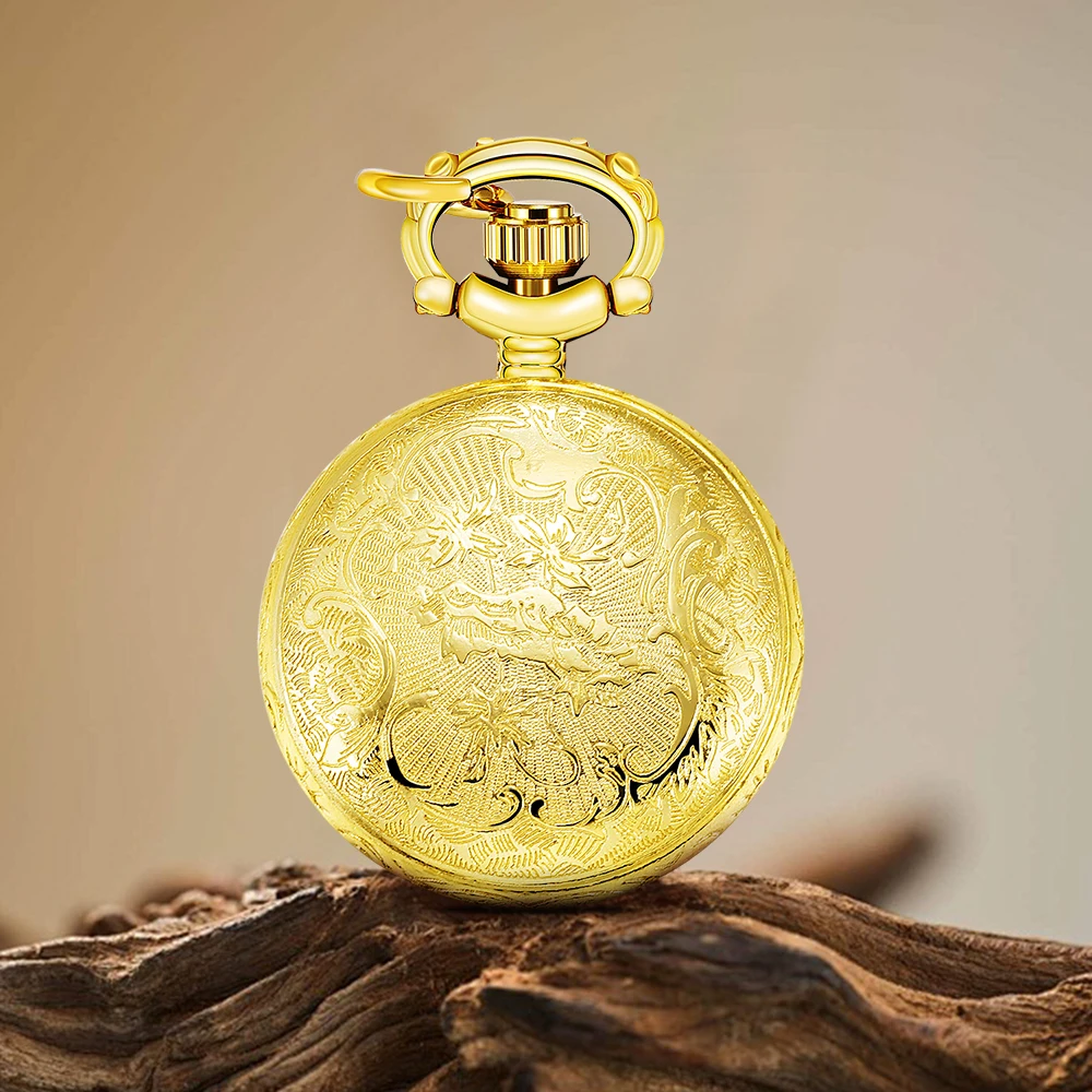 1pc Dazzling Luxury Gold Ladies Quartz Pocket Watch with Gold Pendant Necklace Elegant Pendant Schedule, Women's Gifts, Fashion
