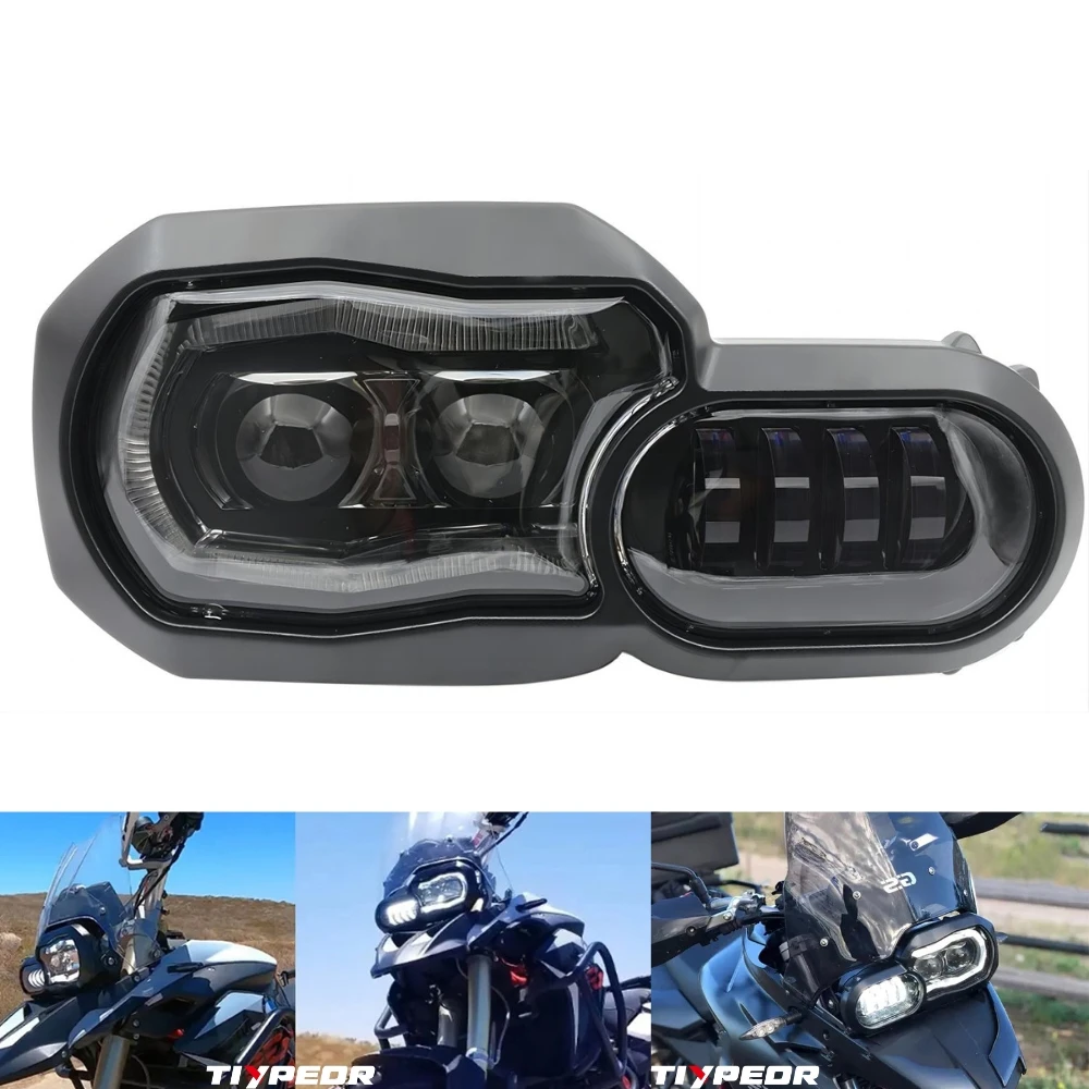 

TIYPEOR Motorcycle Accessories LED Headlight Assembly With Angel Eyes DRL For BMW F650GS/F700GS/F800GS/F800R/F800 ADV Headlamp