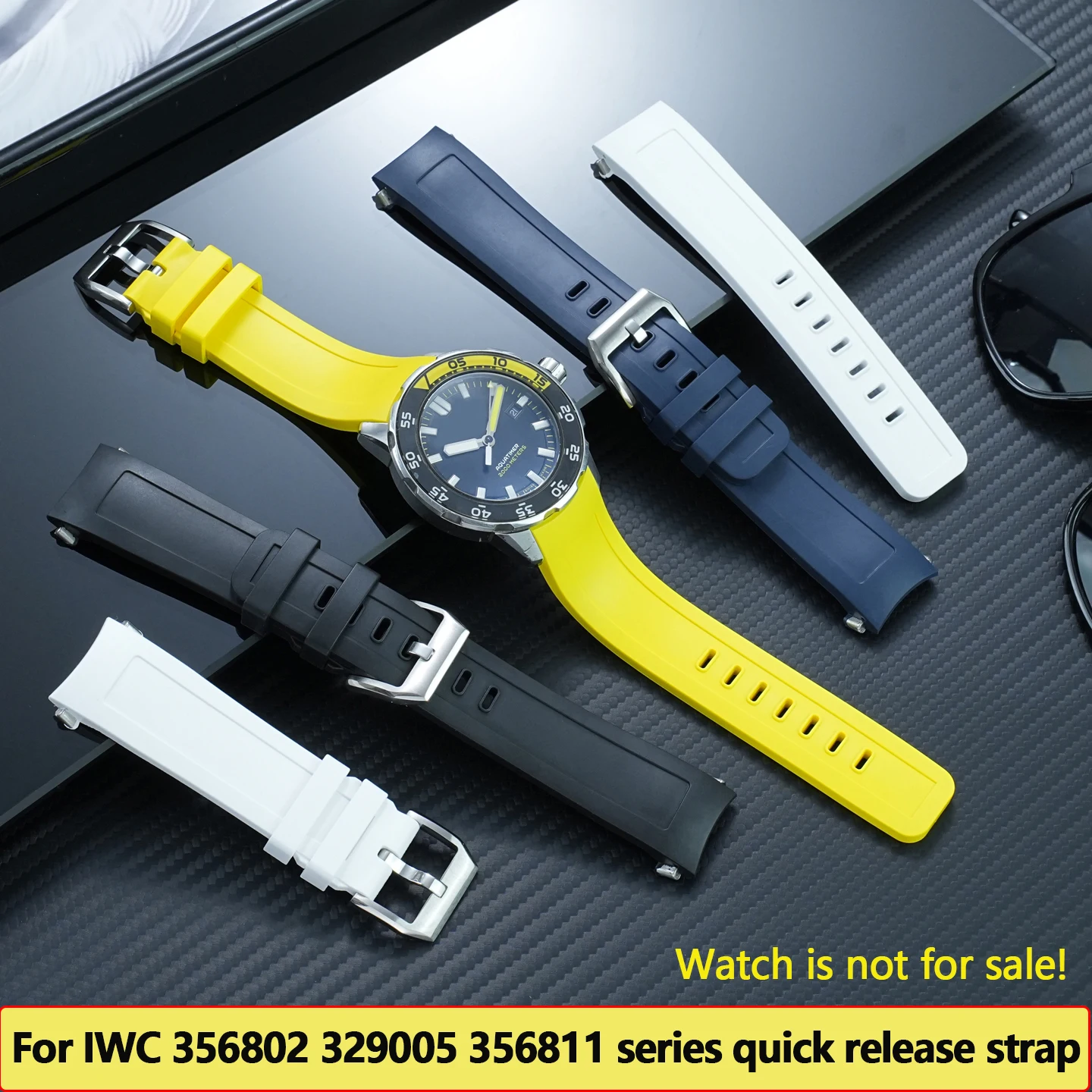 22mm Quick Release Curved End fluororubber Strap For IWC AQUATIMER Ocean Timepiece   IW356802 376705 376711 watchband for men