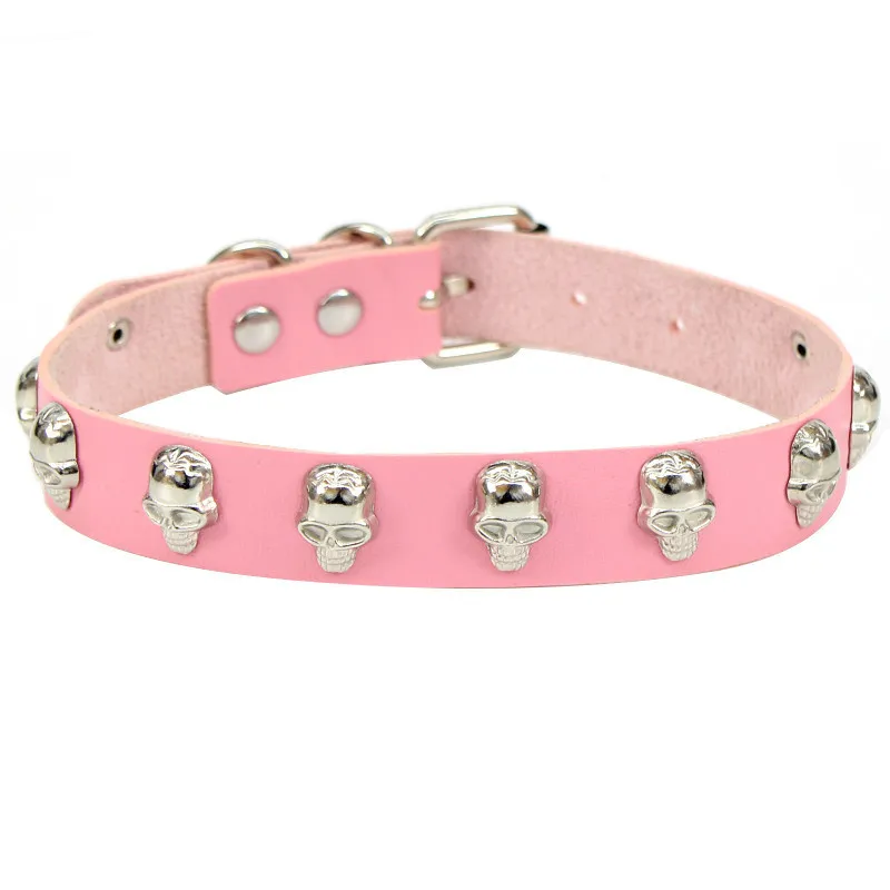 Fashion Punk Heart Skull Faux Leather Cosplay PU Leather Choker Necklace Skeleton Necklace Chocker Neck Halloween Jewelry gIft