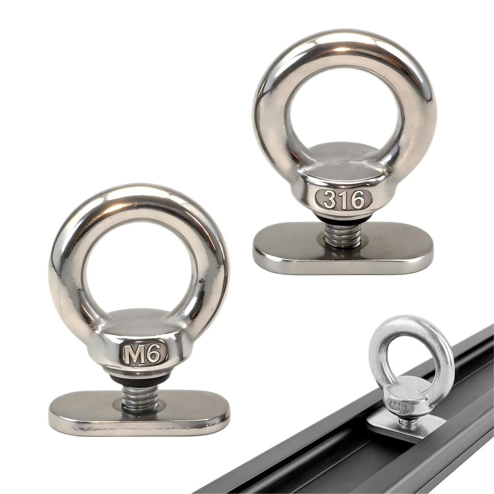 Kayak Track Mount Tie Down Eyelet Rust Proof Ring Shaped Eye Bolt Multi-Purpose for Kayak Canoe Boat RV Trailer Sailboat