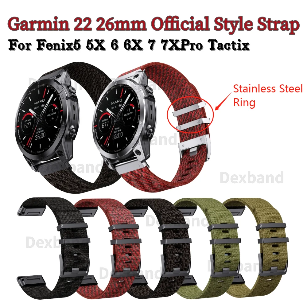 

Garmin Official Style 22 26mm Quick Release Nylon Strap For Fenix 5 6Pro 7Pro Watch Band Fenix7X/5X/5XPlus/6X/6XPro Bracelet