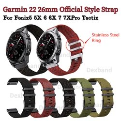 Garmin Official Style 22 26mm Quick Release Nylon Strap For Fenix 5 6Pro 7Pro Watch Band Fenix7X/5X/5XPlus/6X/6XPro Bracelet