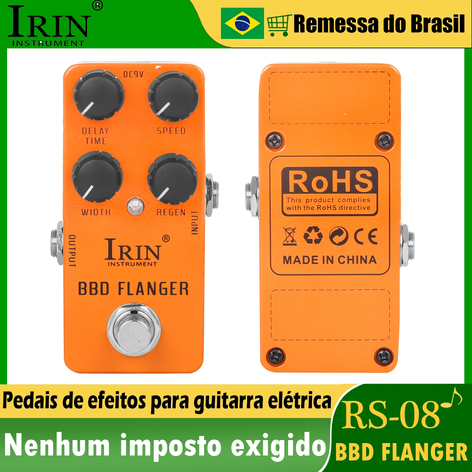 IRIN RS-08 Electric Guitar Effect Pedal BBD Flanger Metallic Flanging Timbre Effects True Bypass Pedals Guitar Accessories