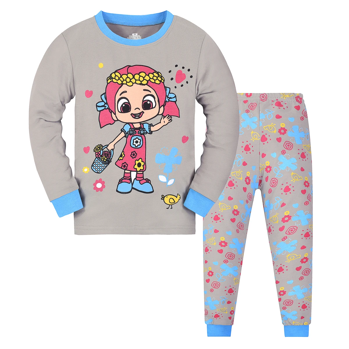 Mädchen-Pyjama, langärmelig, Kinder-Set, Pyjama für kleine Kinder, Nachtwäsche, Größe 2–9 Jahre – Detail 3