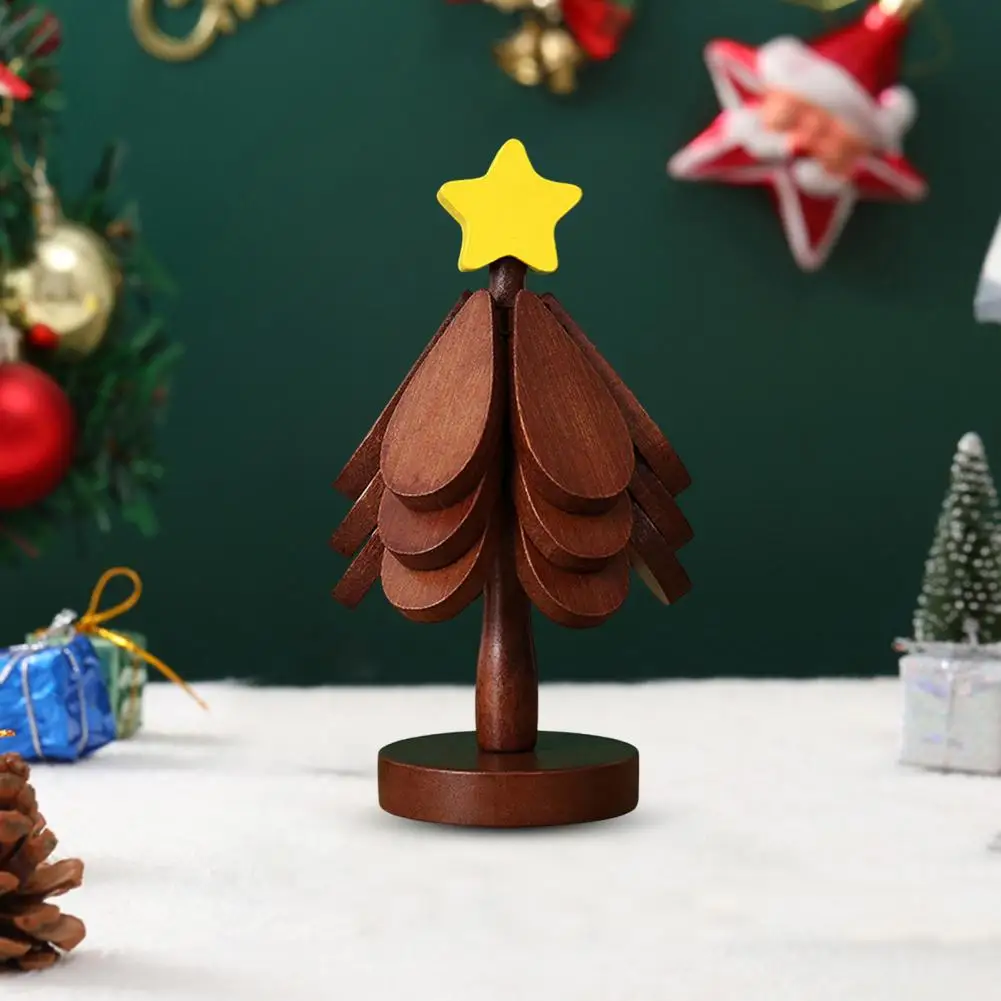 Juego único de salvamanteles de madera en forma de árbol, juego de salvamanteles de árbol de Navidad para platos calientes, sartenes, posavasos de bambú para tazones, teteras