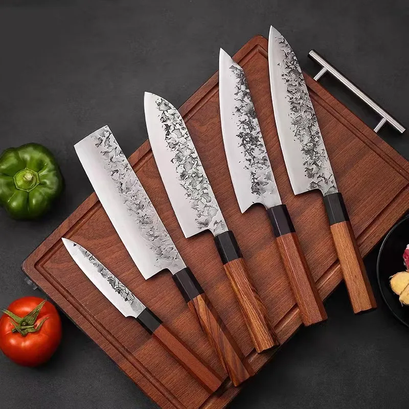 Japanese Sashimi Knives Set Salmon Santoku Knife 1-5pcs Forged Meat Cutting Chef Knife Set Fish Fillet Knife Cleaver