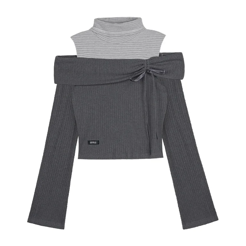 2025 automne nouveau japonais creux bretelles à lacets plissé décontracté à manches longues pull femmes + Plaid jupe plissée deux pièces costume