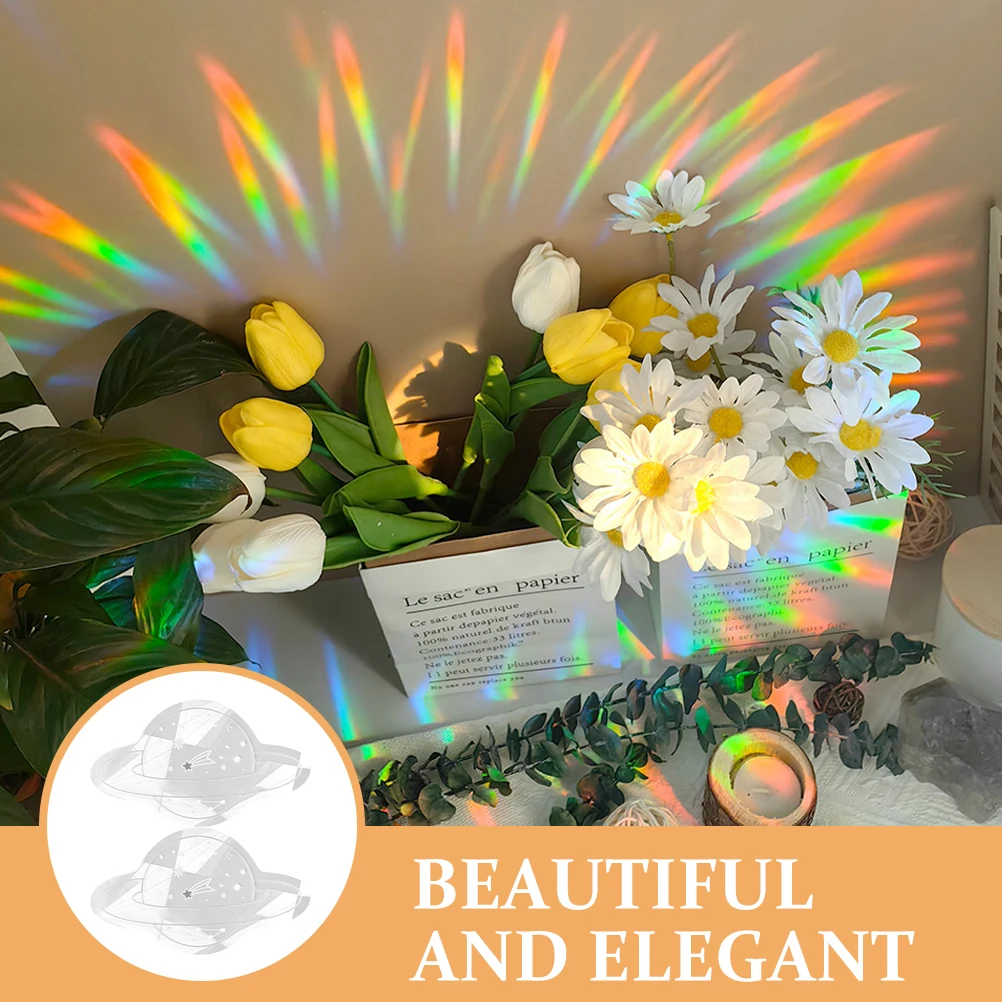 

2pcs Planet Laser Prism Decor Diy Window Decal Glass Clings Anti-Collision Sticker For Living Room Bedroom Sun Catcher Pvc