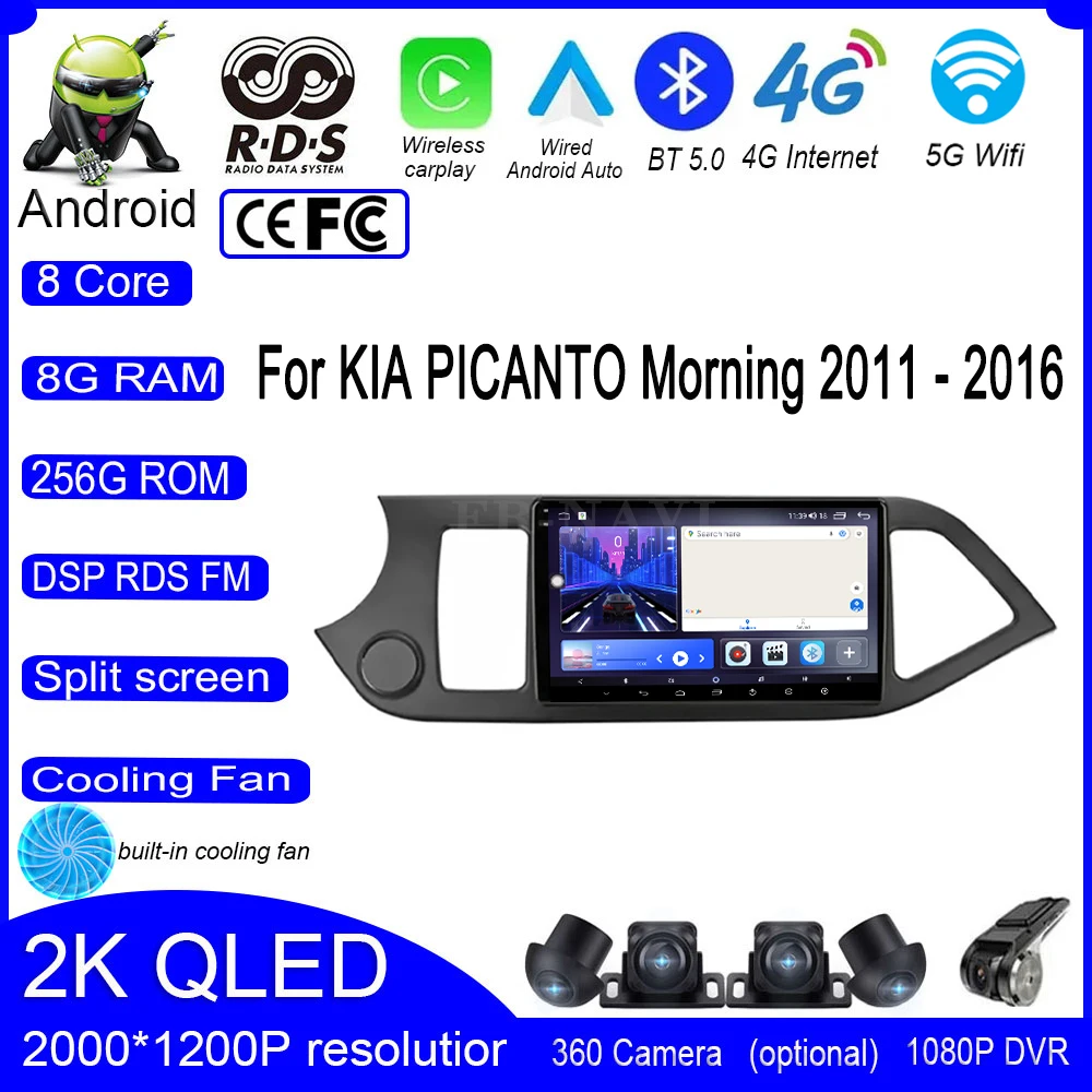 

Автомобильный мультимедийный плеер 9 lnch для KIA PICANTO Morning 2011-2016, Android 14, GPS, стерео-навигация, автомобильное головное устройство