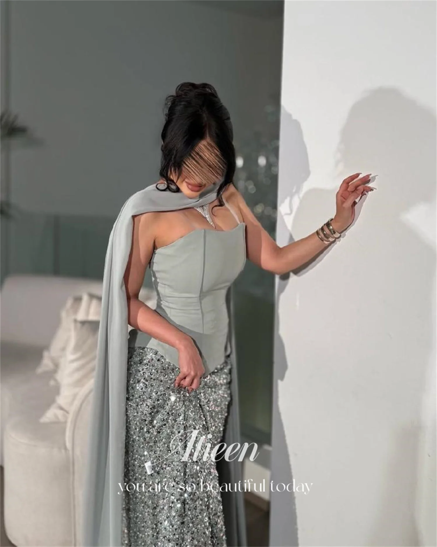 

Aileen Shawl Dresses Gala Vestidos De Festa Luxurious Evening Dresses 2025 Woman Customized Women's Prom Dress فساتين سهرة Satin