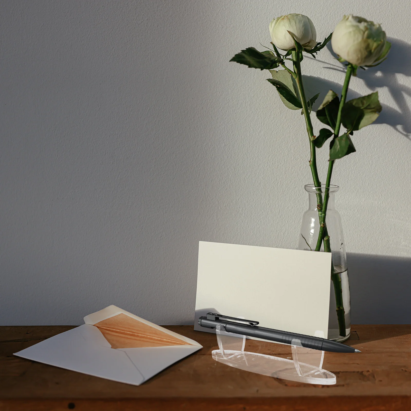 

2Pcs Acrylic Pen Holder Transparent Vertical Pencil Display Stand Fountain Ballpoint Pen Rack Makeup Brush Organizer Desk