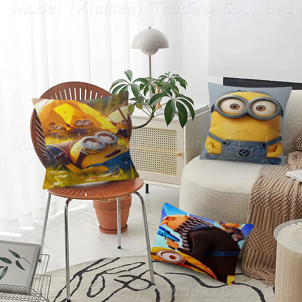 Cartoon M-Minions P Cushion Cover Car Throw Pillow Case For Sofa Car Christmas Gift 40x40cm 45x45cm