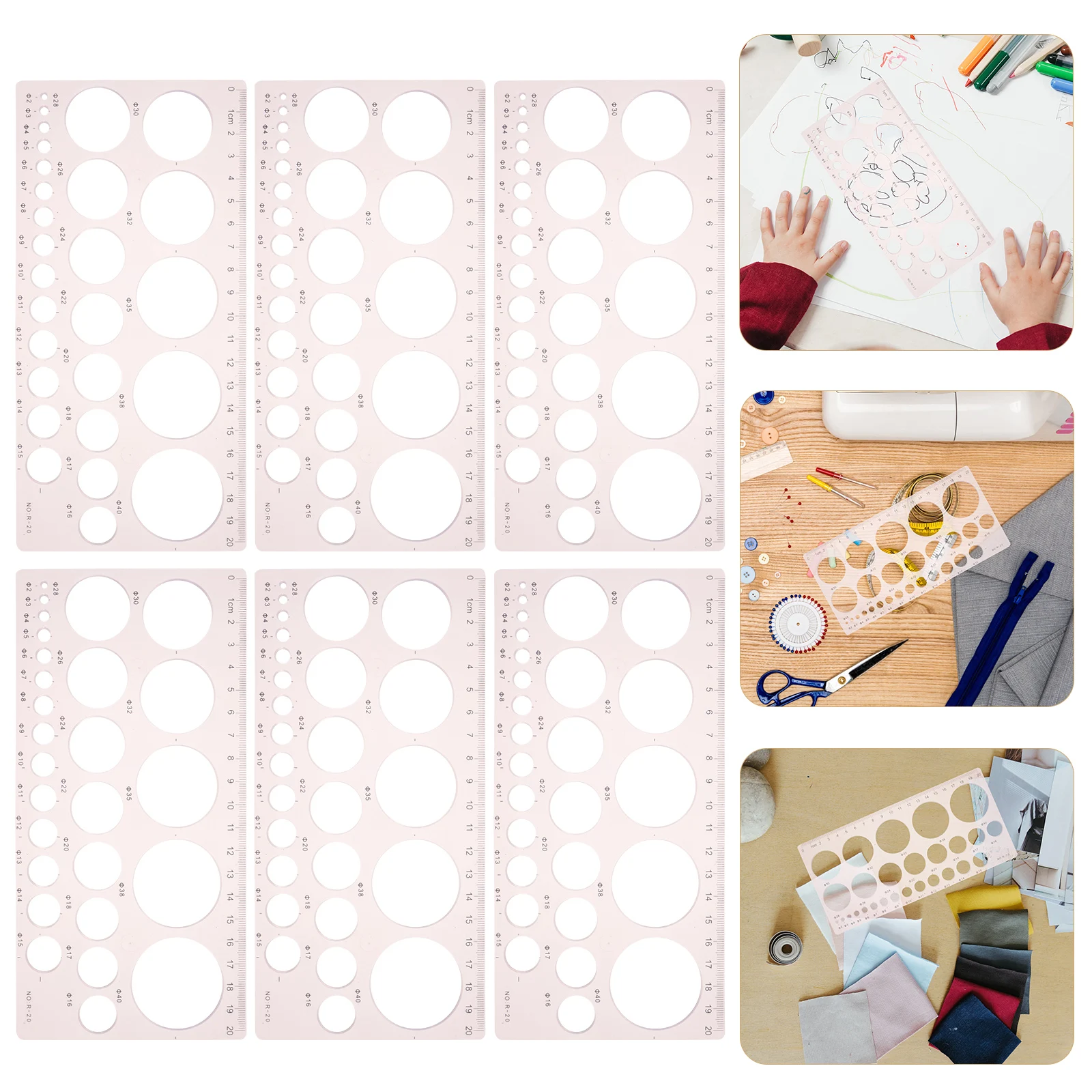 

6pcs Plastic Drawing Templates Multi-Functional Geometry Rulers Engineering School Supplies Students Lightweight Measuring Tools