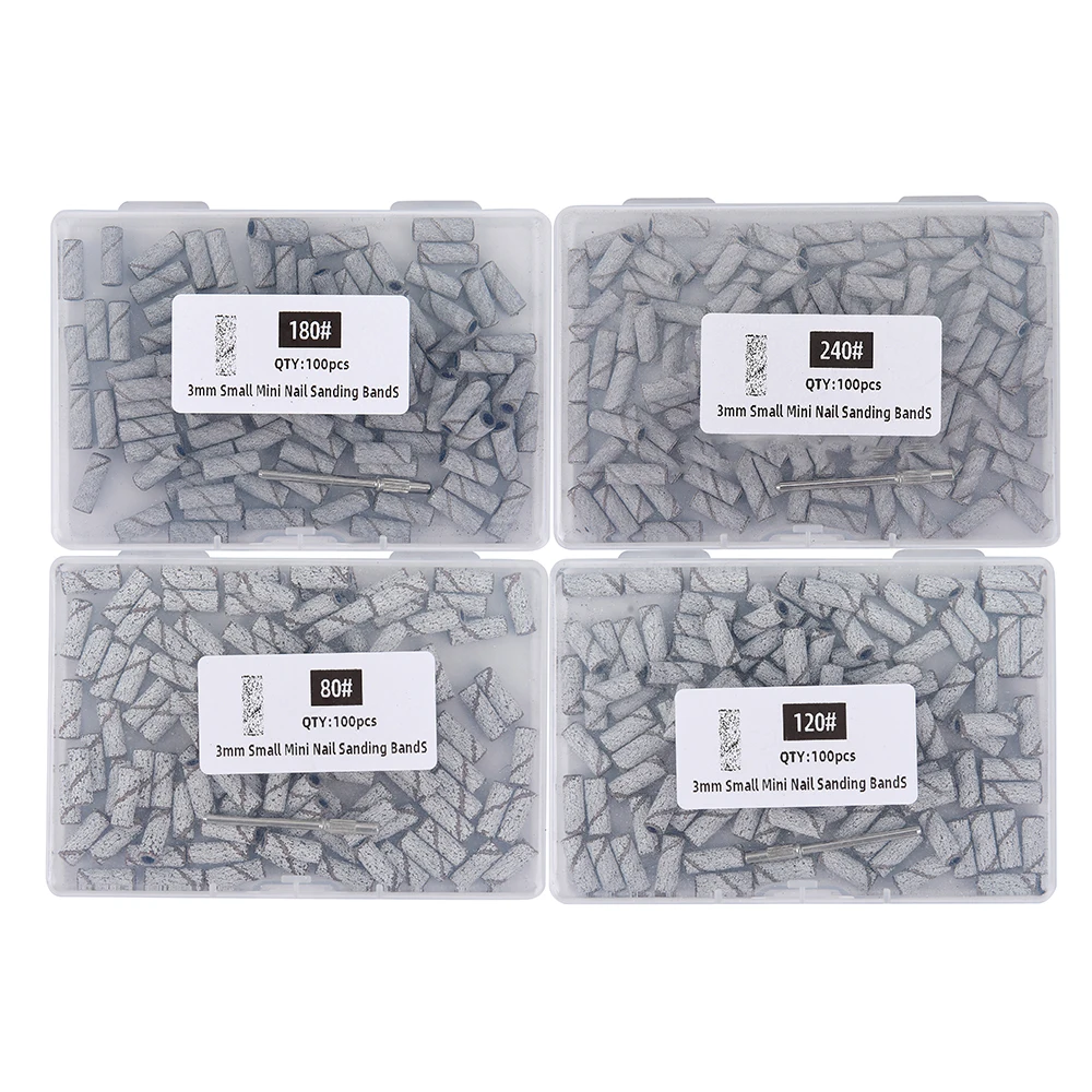 3mm taśmy szlifierskie do paznokci-80/120/180/240 Grit Mini wiertło do paznokci elektryczny pilnik do paznokci akcesoria polerowanie narzędzie do Manicure 50/100 sztuk