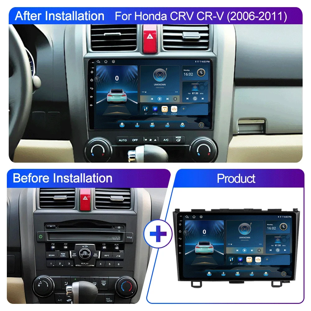 Android 16 Car Radio  For Honda CRV CR-V 3 RE 2006 -2012 Multimedia Video Player Navigation stereo GPS No 2din 2 din dvd 5G+WIFI