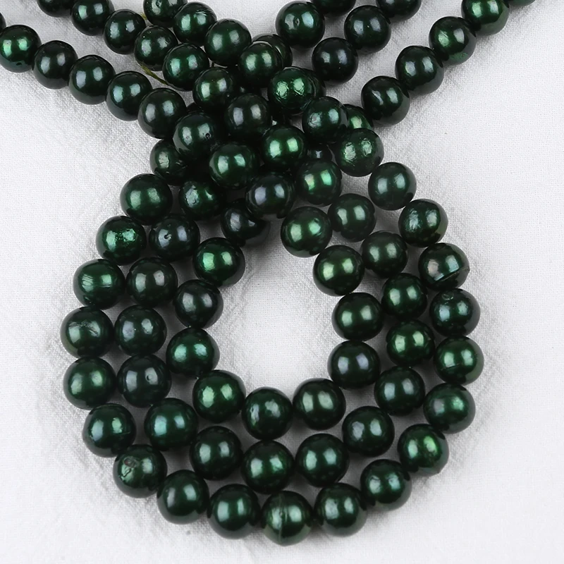 3A Grade Pistachio Green 9-11mm Edison Round Shape Freshwater Pearl Strand